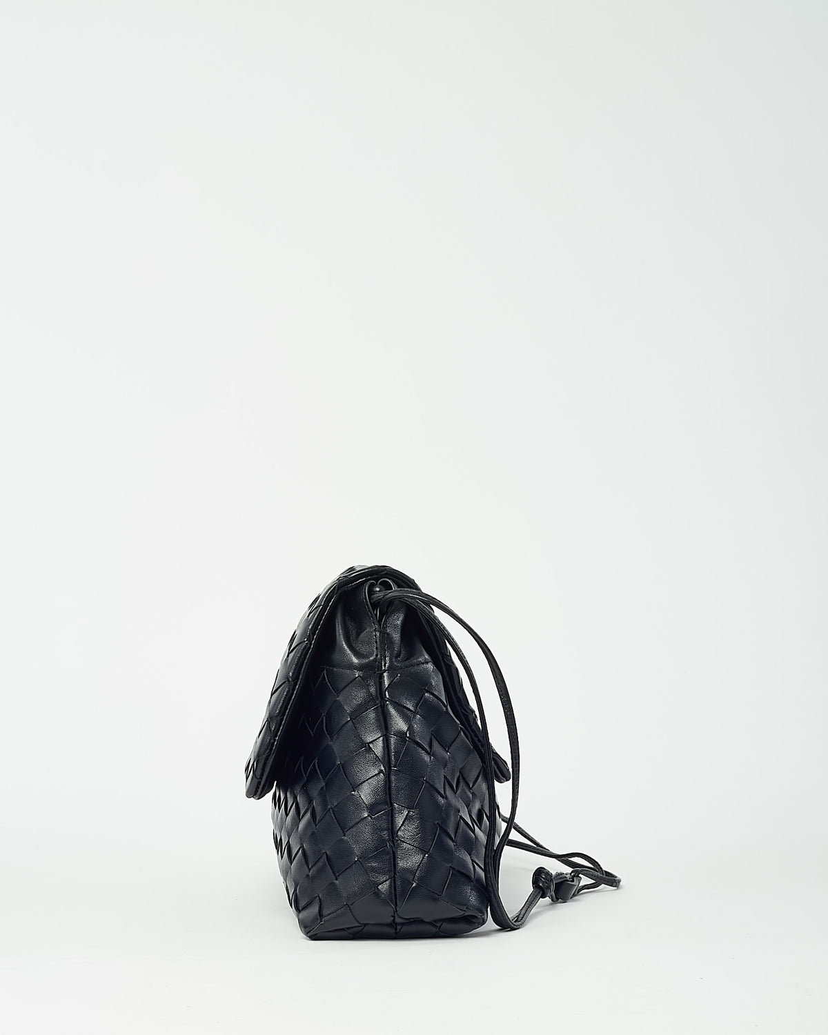 Bottega Veneta Black Intrecciato Leather Giorno Shoulder Bag