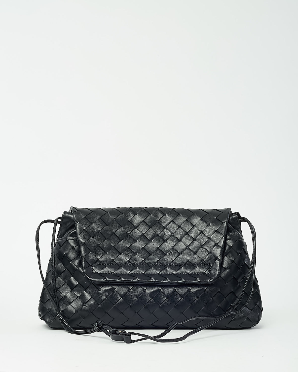 Bottega Veneta Black Intrecciato Leather Giorno Shoulder Bag