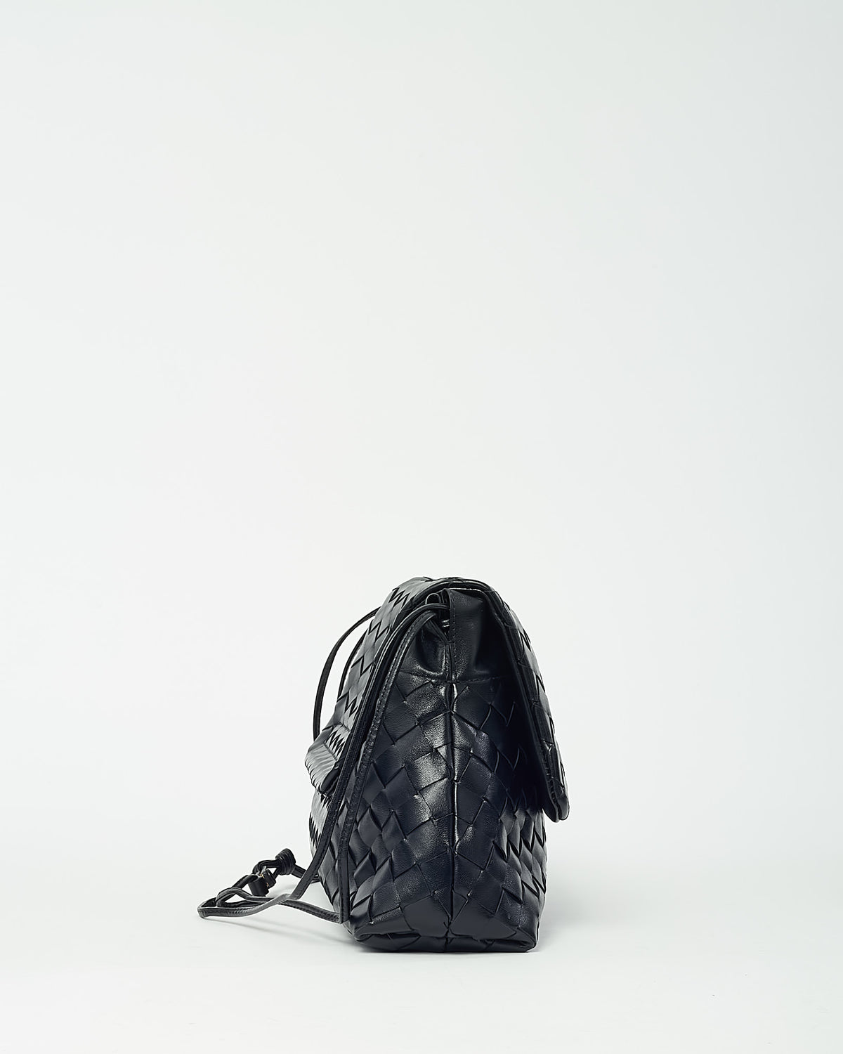 Bottega Veneta Black Intrecciato Leather Giorno Shoulder Bag