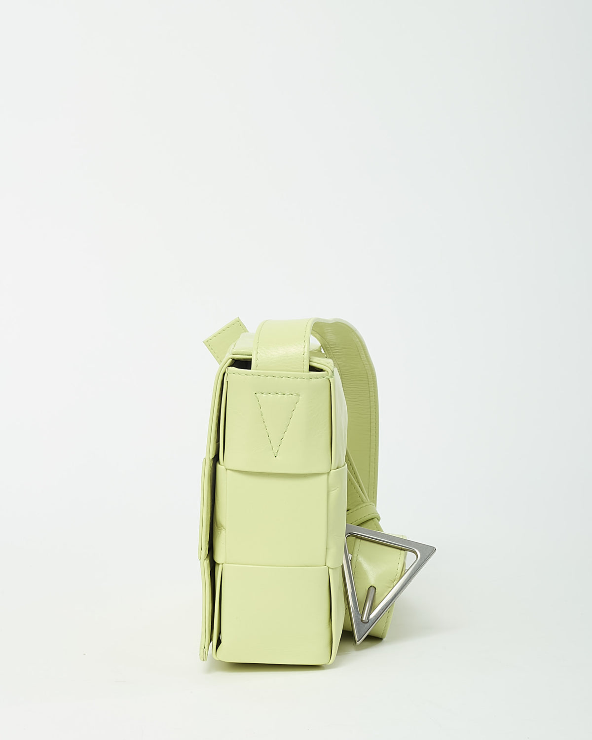 Bottega Veneta Lime Green (Kiwi Yellow) Shiny Intrecciato Leather Casette Bag