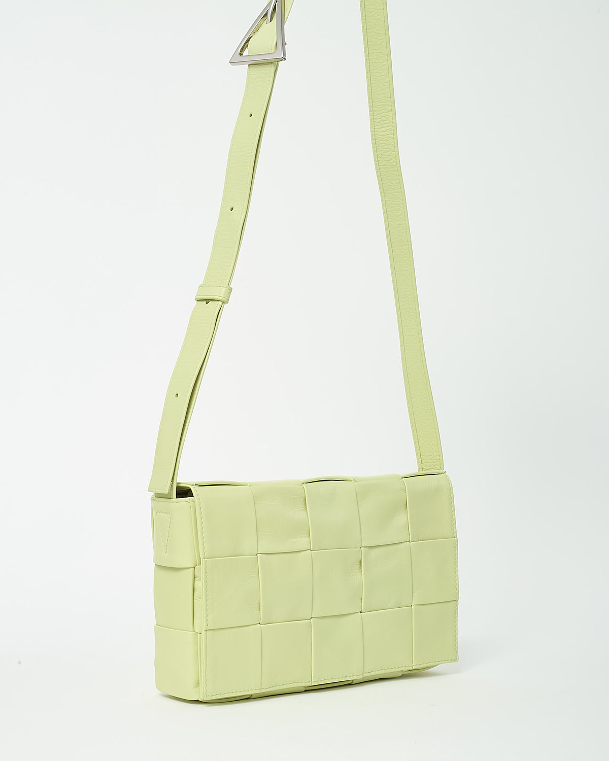 Bottega Veneta Lime Green (Kiwi Yellow) Shiny Intrecciato Leather Casette Bag