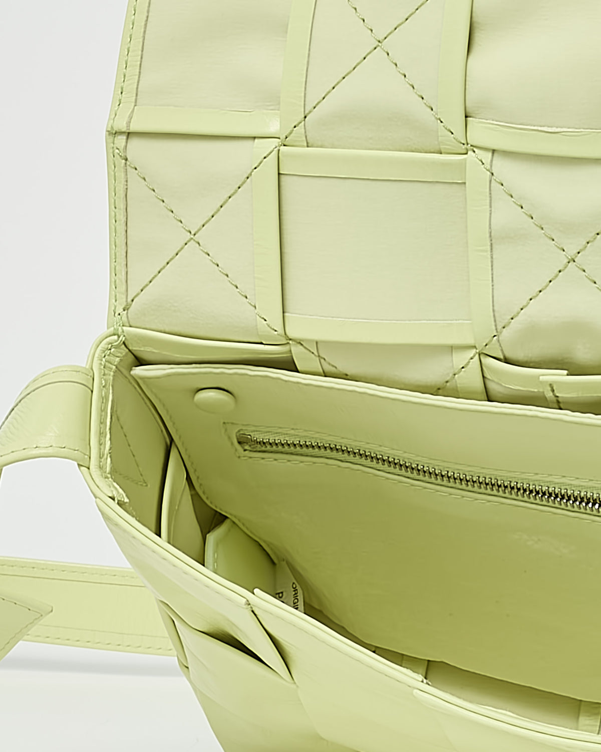 Bottega Veneta Lime Green (Kiwi Yellow) Shiny Intrecciato Leather Casette Bag