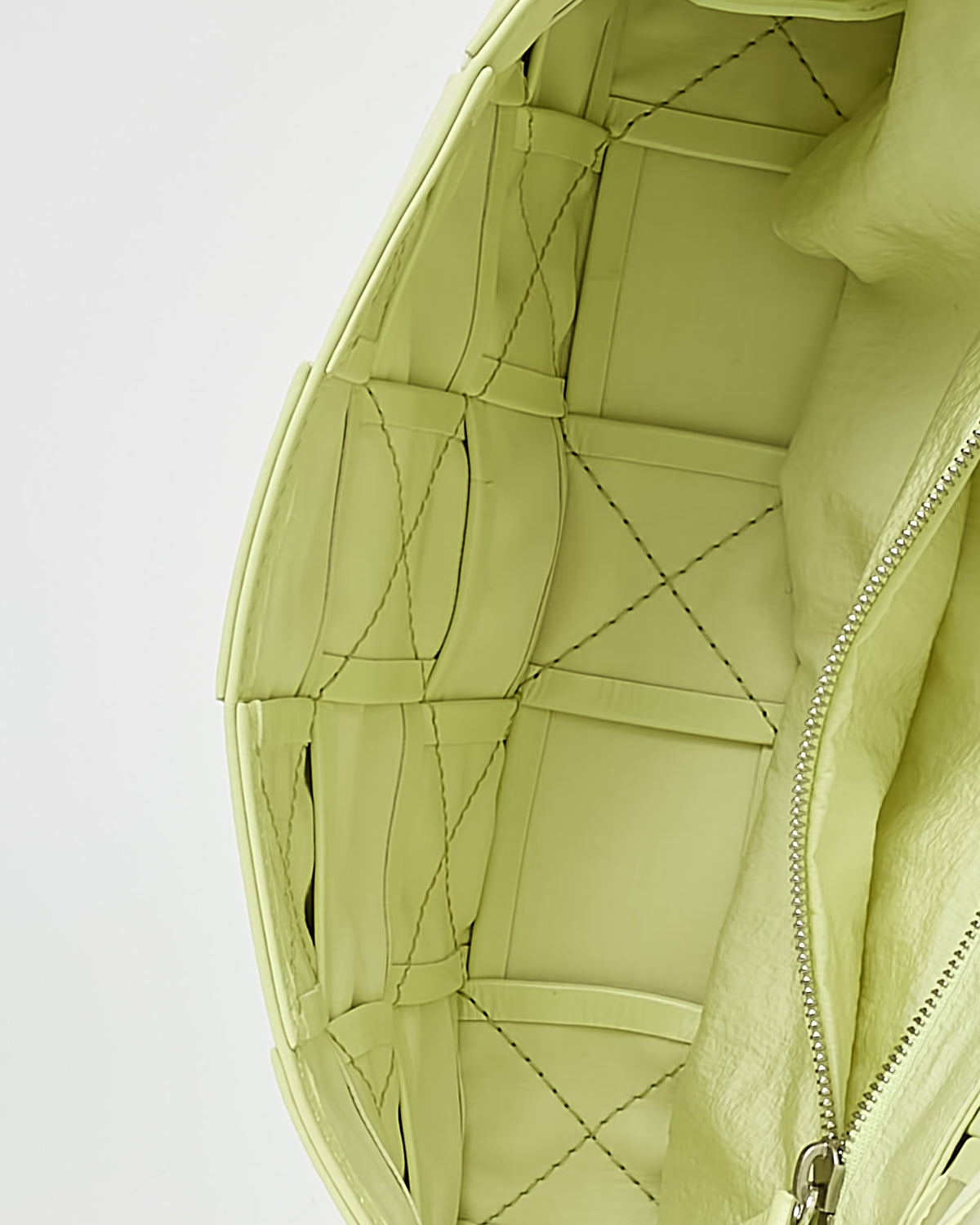 Bottega Veneta Lime Green (Kiwi Yellow) Shiny Intrecciato Leather Casette Bag