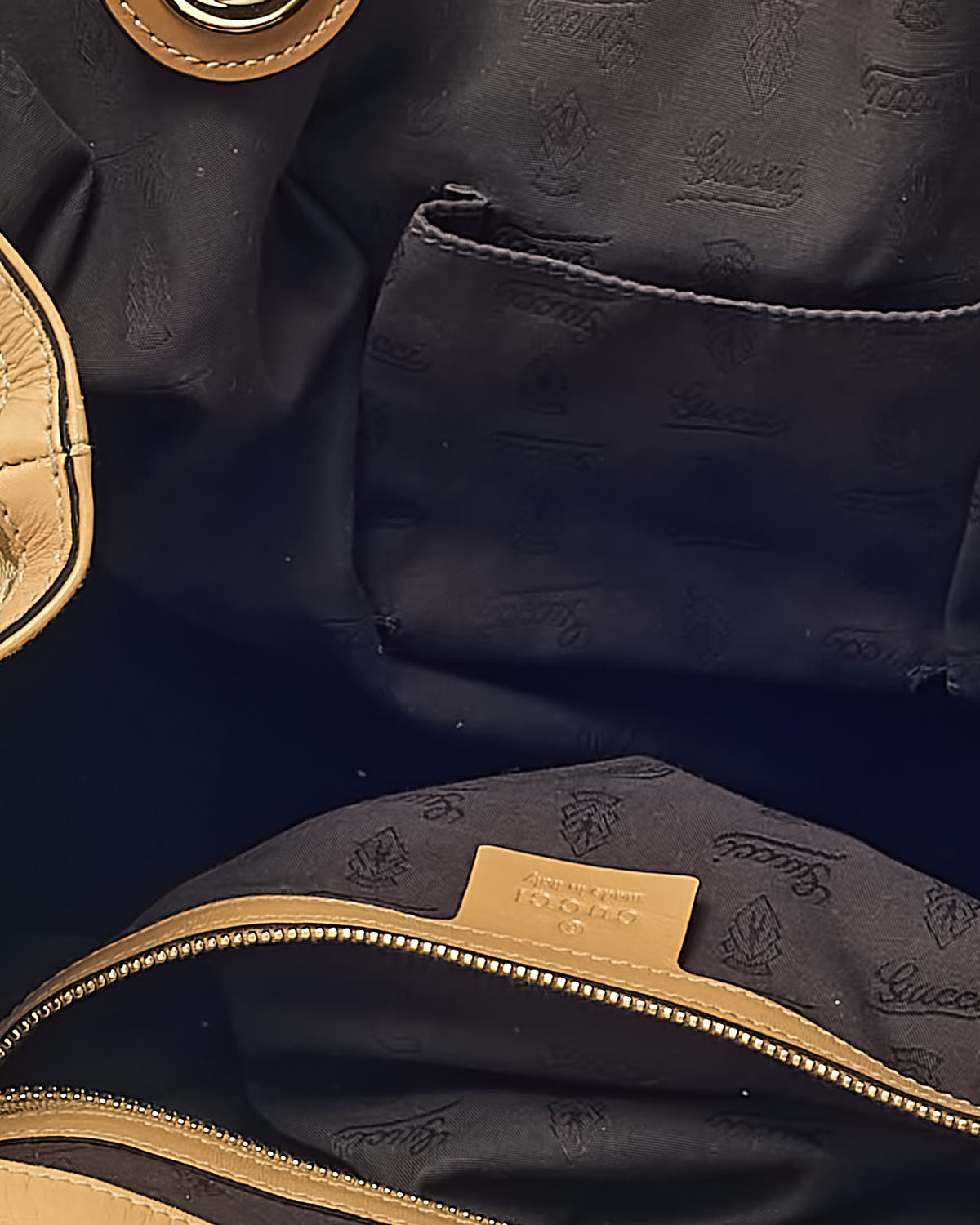 Gucci Beige Leather and Beige/Ebony GG Canvas Vintage Web Tassel Tote Bag