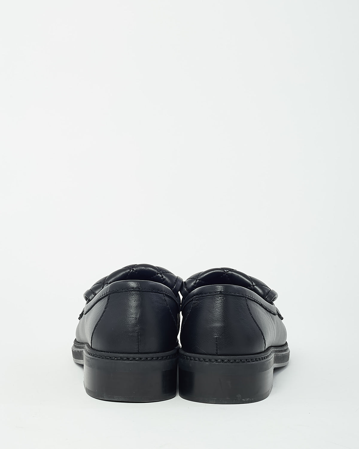 Chanel Black Leather Quilted Turnlock CC Logo Loafers - 35.5