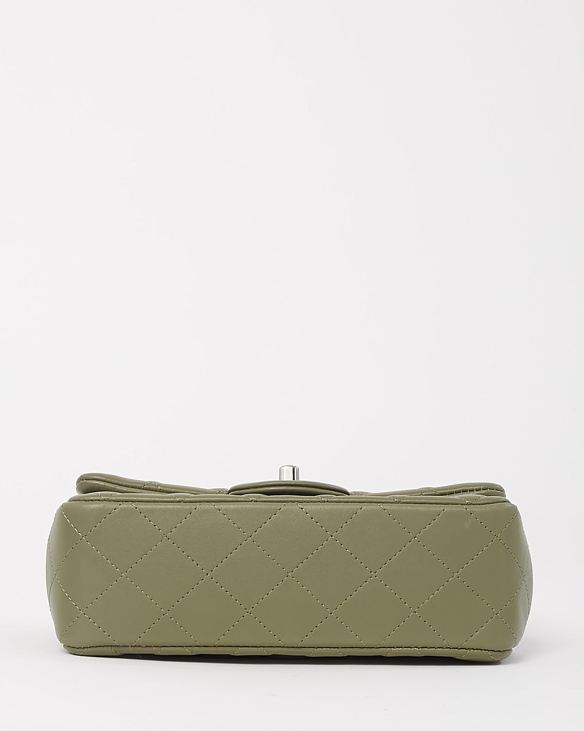 Chanel Green Lambskin Quilted Leather Rectangular Mini Flap Bag SHW