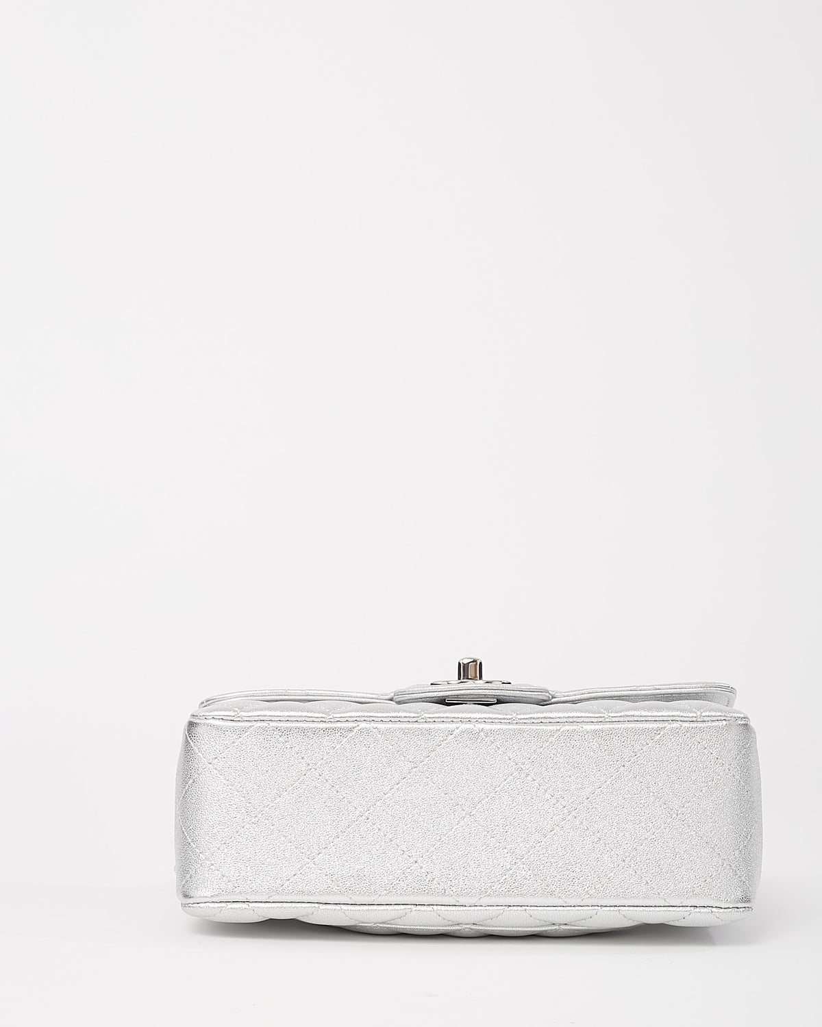 Chanel Silver Lambskin Quilted Leather Rectangular Mini Flap Bag SHW