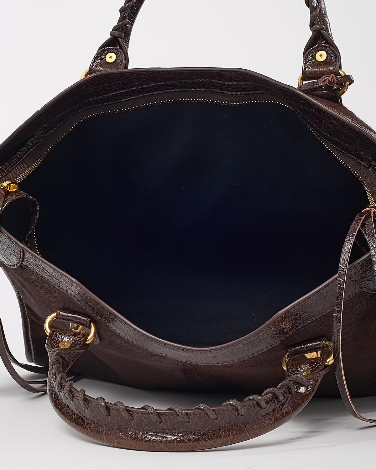 Balenciaga Brown Pony Fur and Calfskin Arena Leather Medium Le City Bag