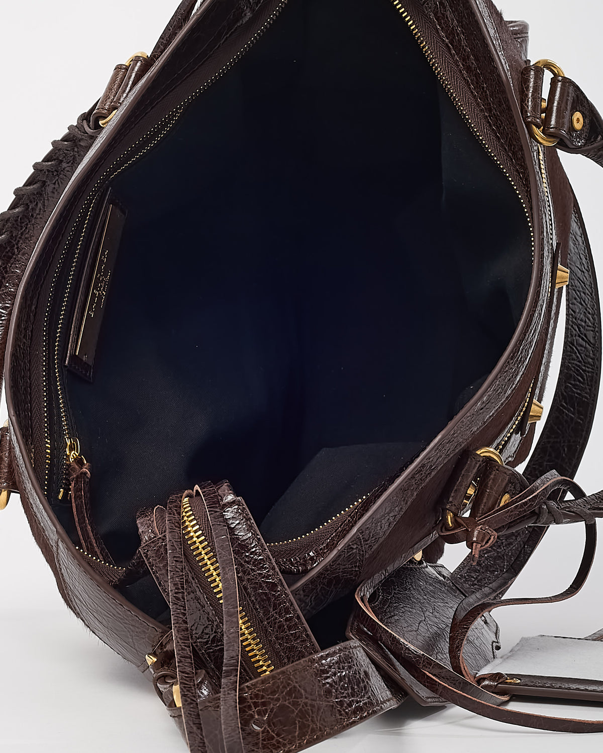 Balenciaga Brown Pony Fur and Calfskin Arena Leather Medium Le City Bag