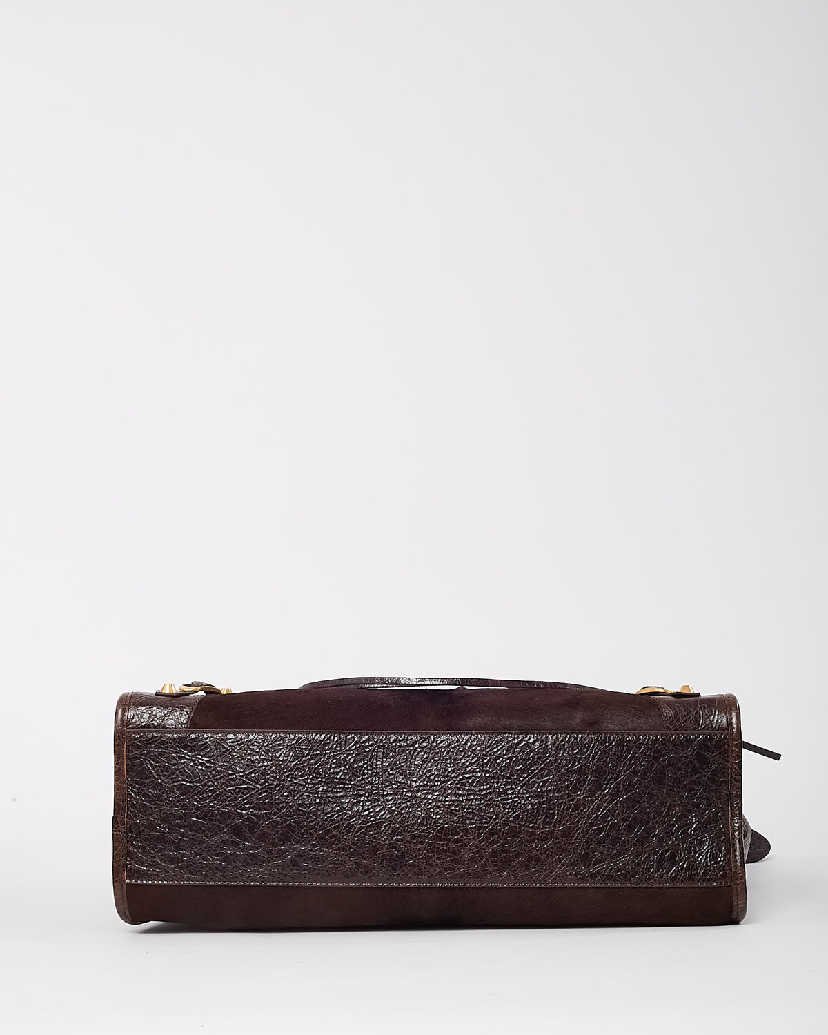 Balenciaga Brown Pony Fur and Calfskin Arena Leather Medium Le City Bag