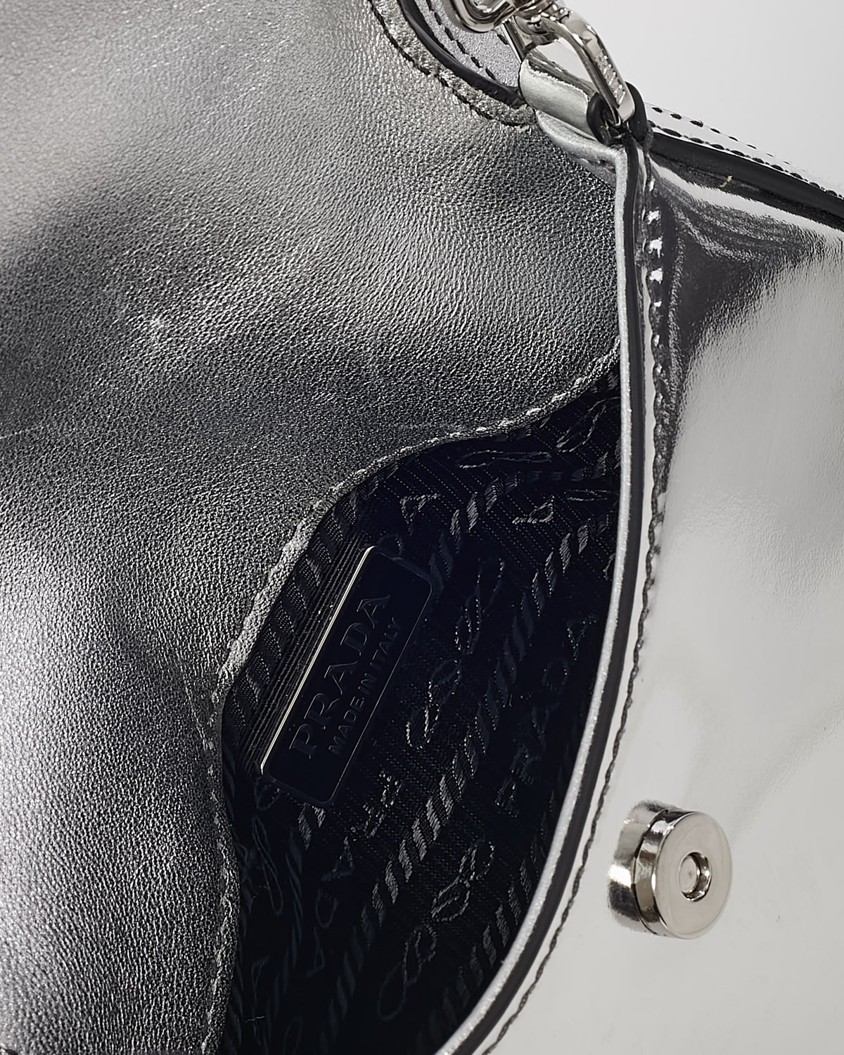 Prada Metallic Silver Brushed Leather Mini Cleo Bag