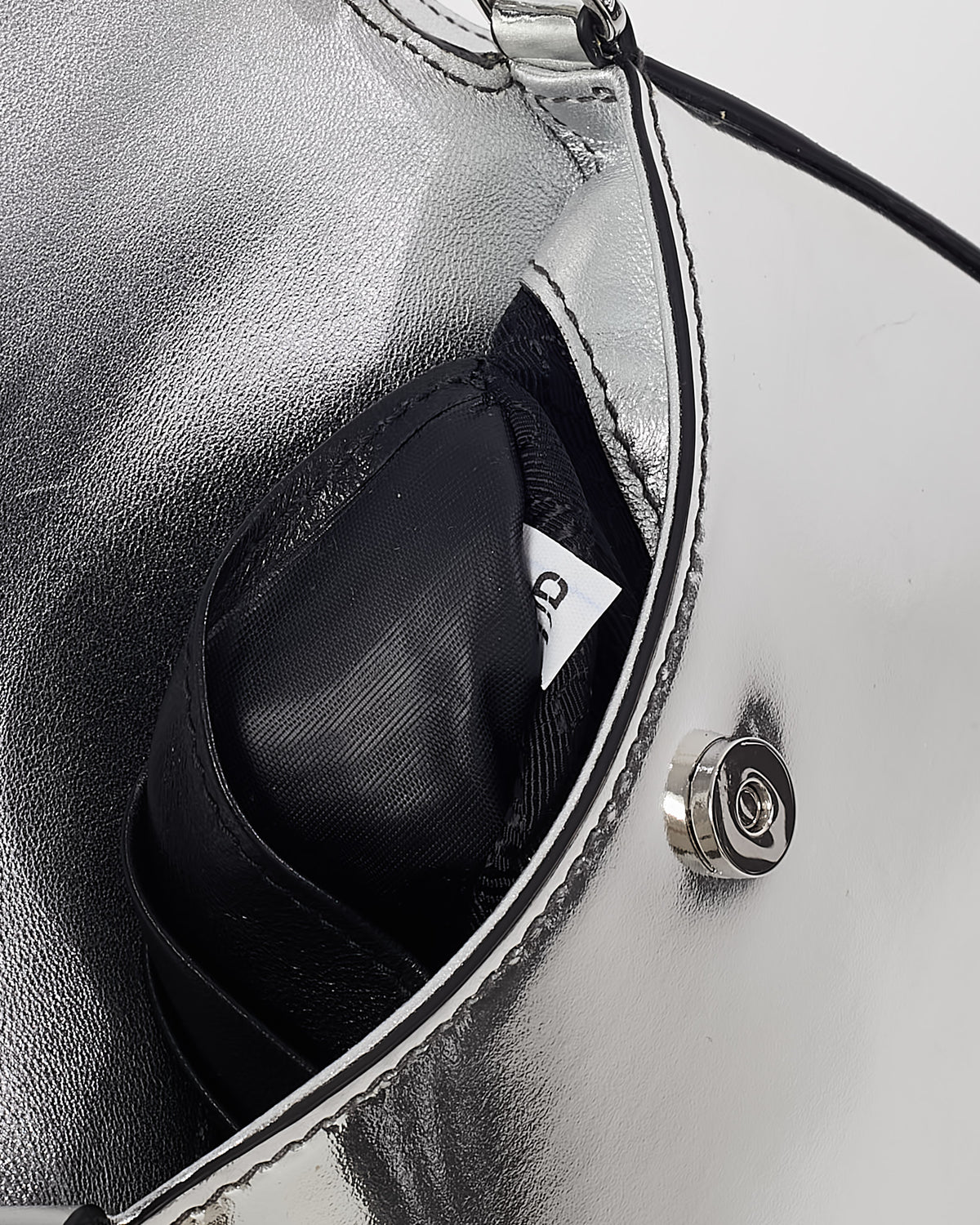 Prada Metallic Silver Brushed Leather Mini Cleo Bag