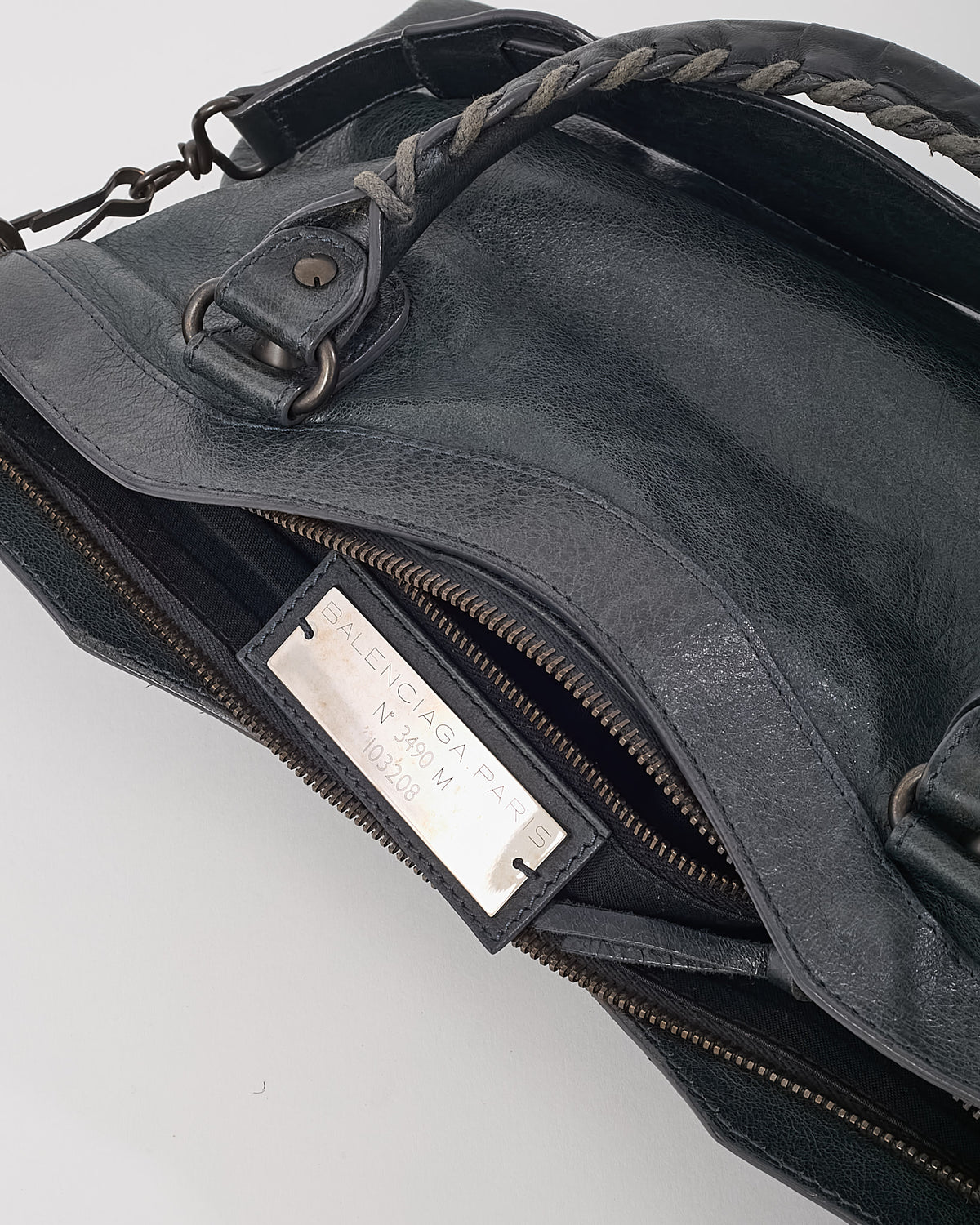 Balenciaga Grey Leather Le City First Bag with Strap