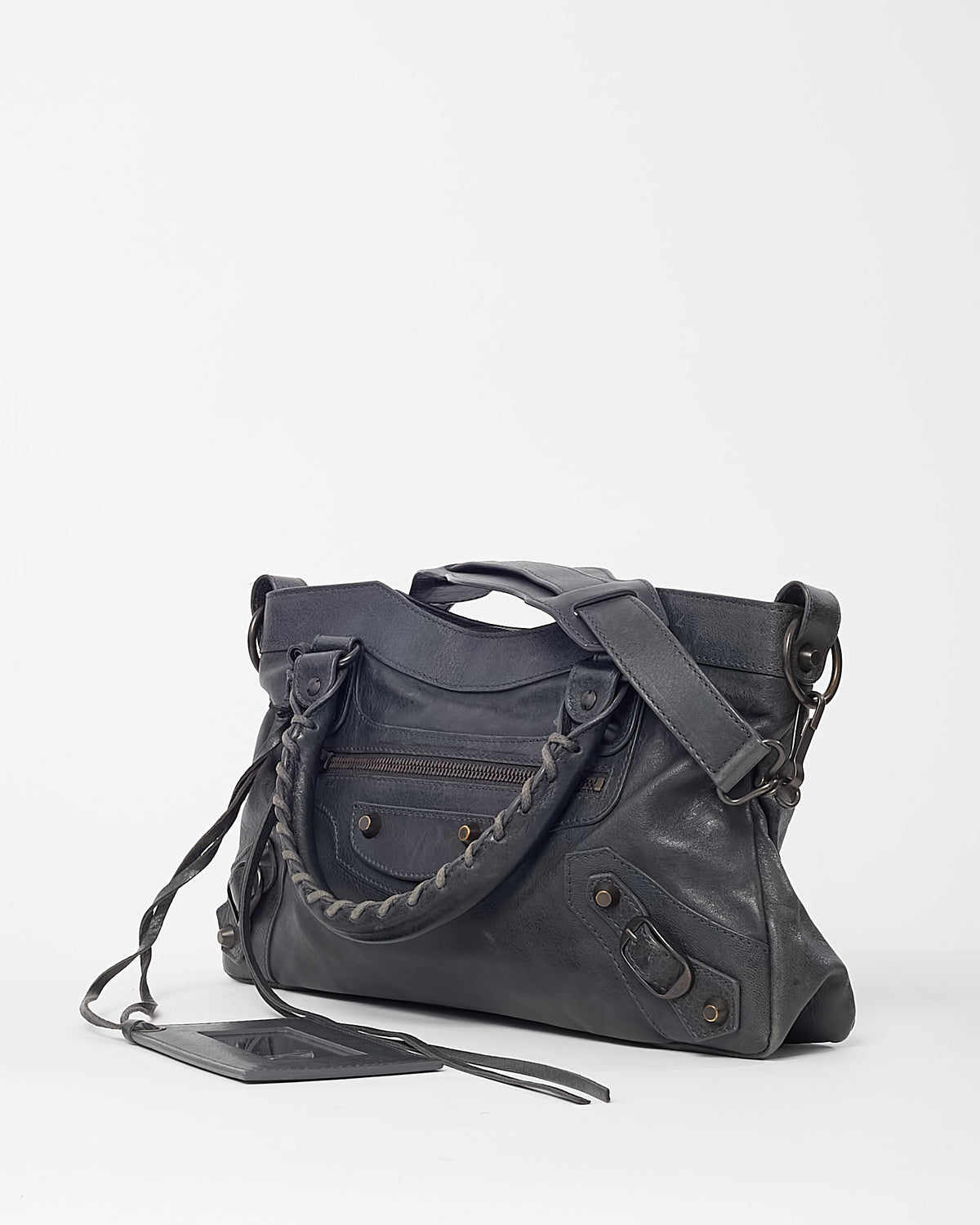 Balenciaga Grey Leather Le City First Bag with Strap