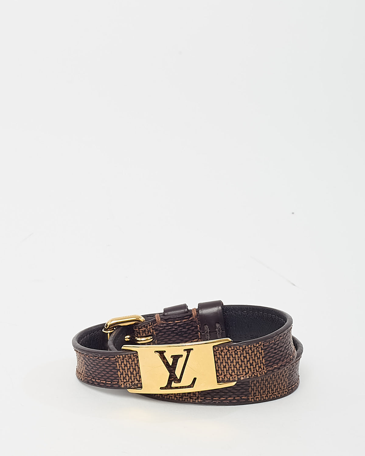 Louis Vuitton Damier Ebene Coated Canvas GHW LV Logo Sign It Double Tour Bracelet - 19