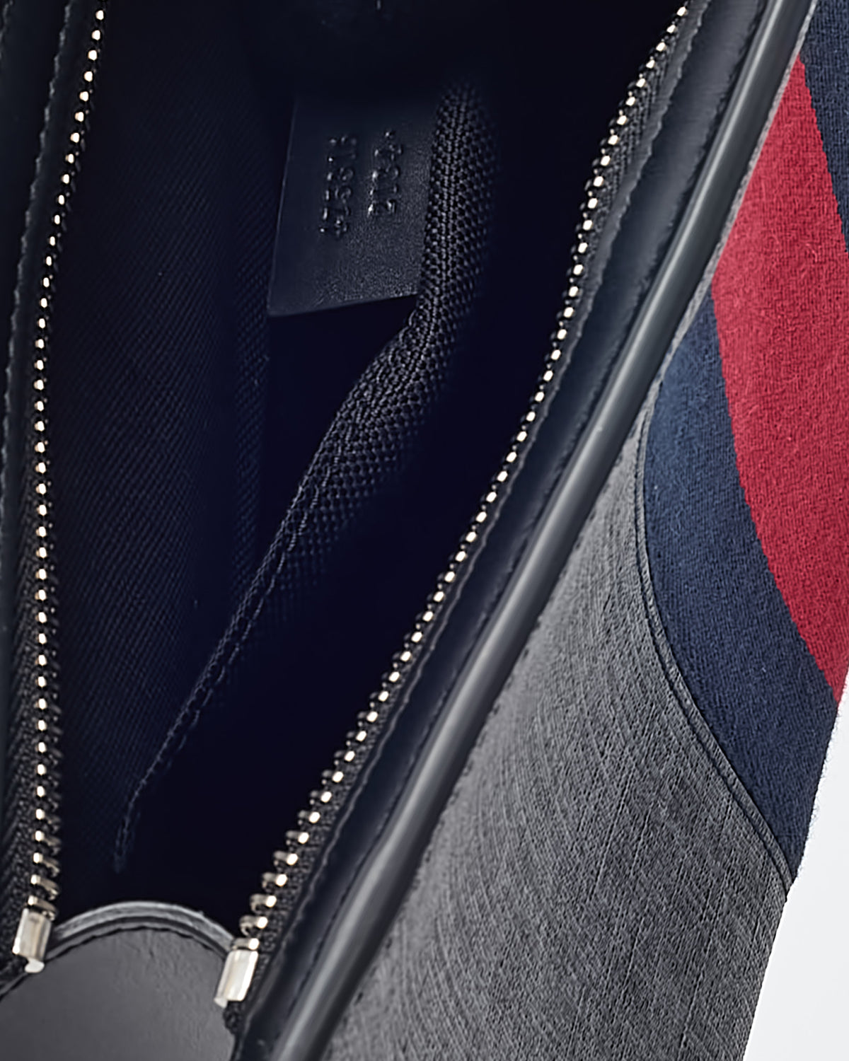 Gucci Black GG Supreme Monogram Coated Canvas Web Zip Clutch Bag