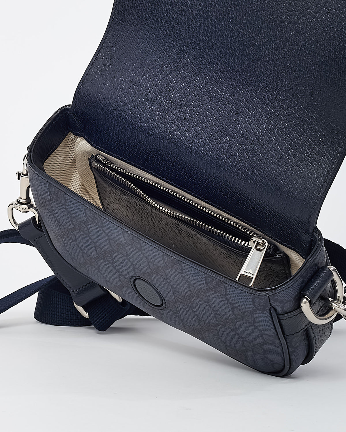 Gucci Navy GG Supreme Monogram Coated Canvas Mini Ophidia Crossbody