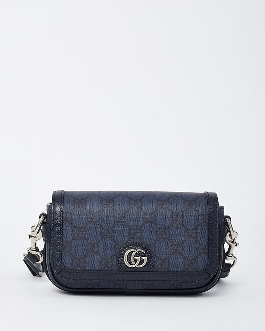 Gucci Navy GG Supreme Monogram Coated Canvas Mini Ophidia Crossbody