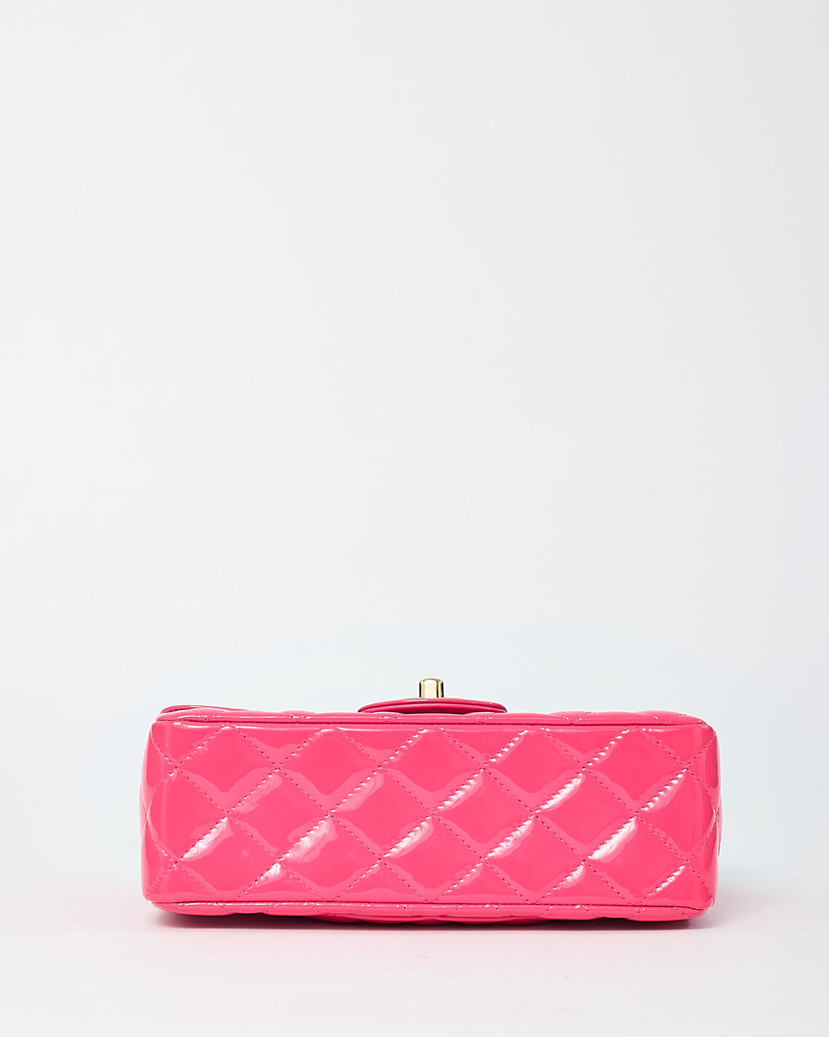 Chanel Pink Quilted Patent Leather Rectangular Mini Flap Bag GHW