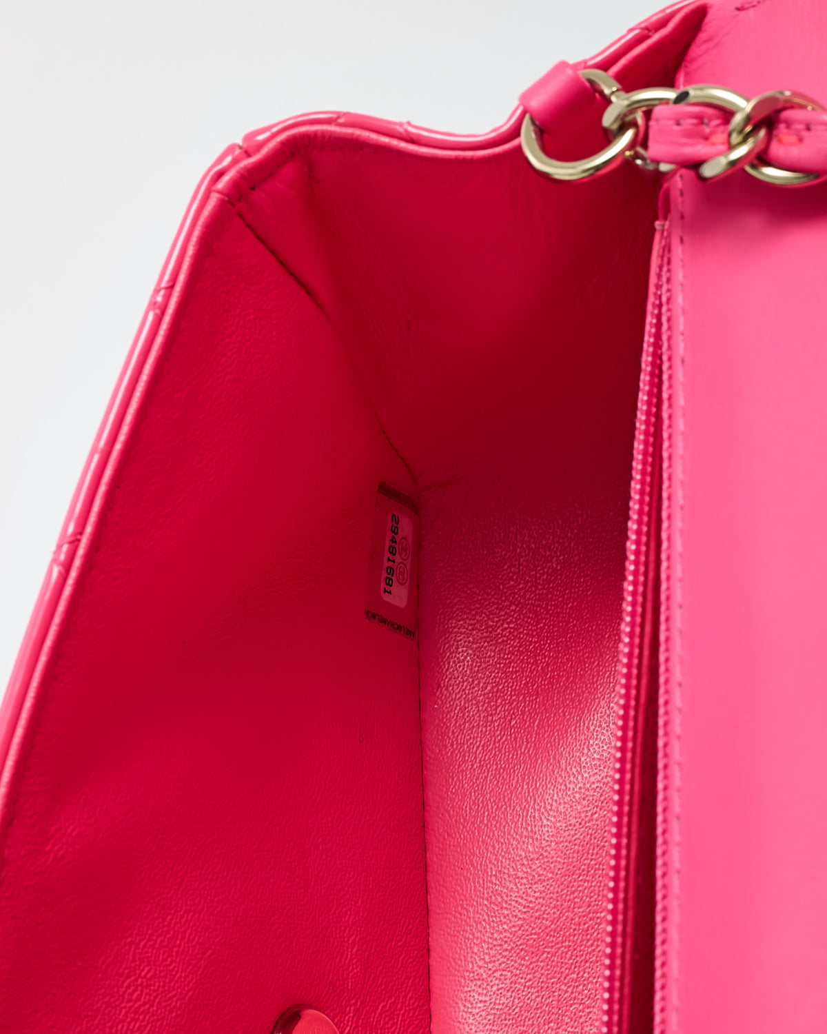 Chanel Pink Quilted Patent Leather Rectangular Mini Flap Bag GHW