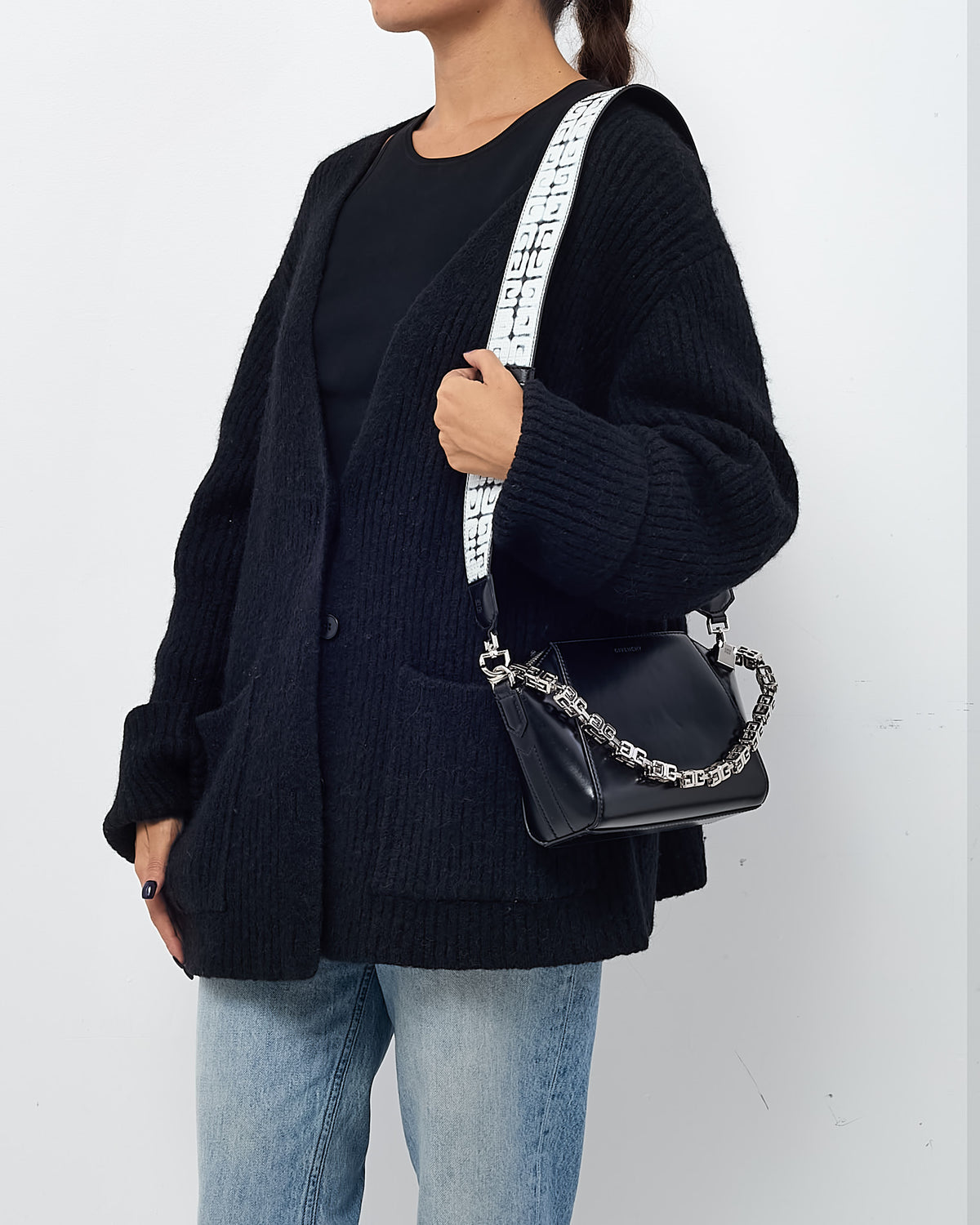 Givenchy X Chito Black Box Calfskin 4G Printed XS Graffiti Strap Antigona Bag