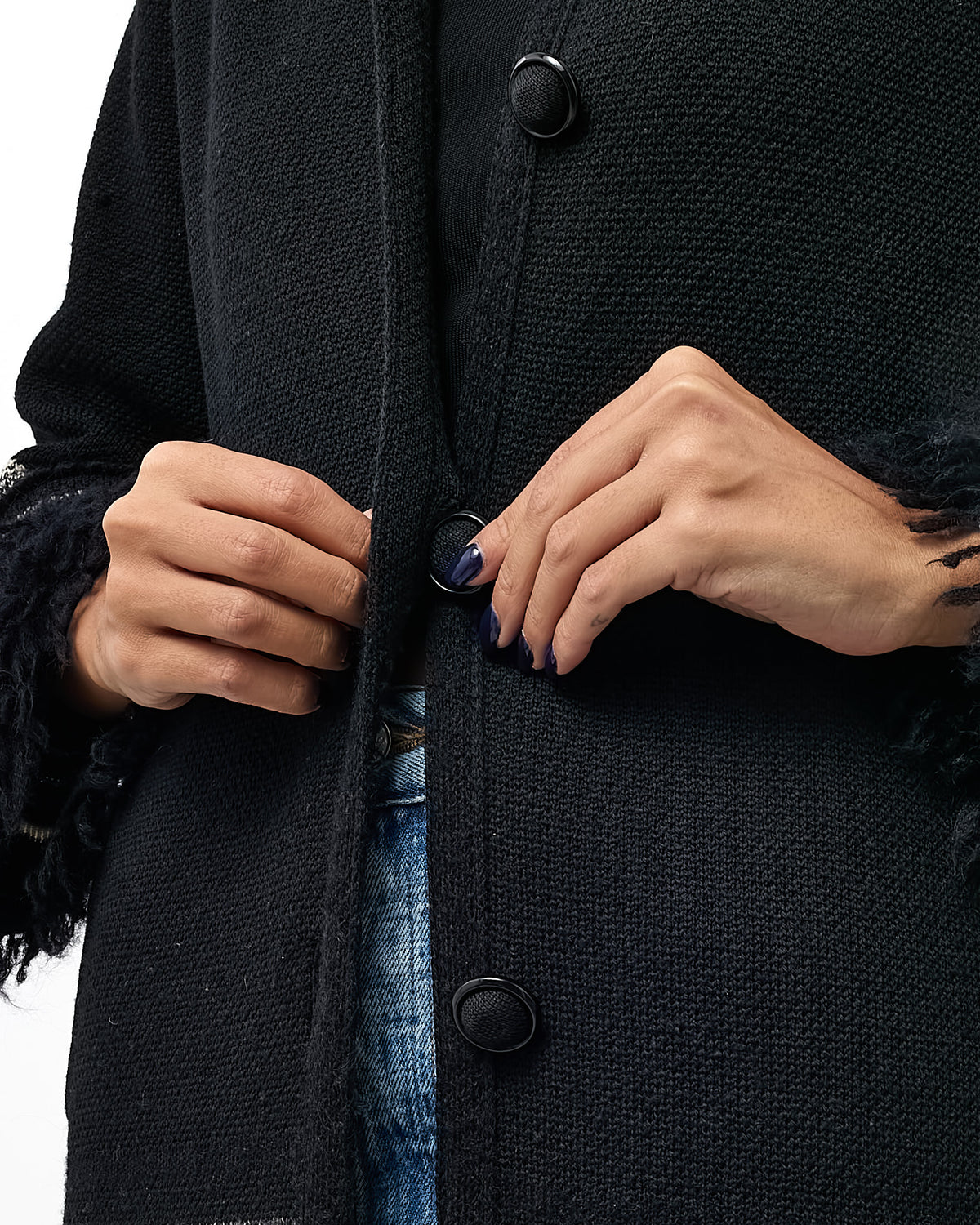 Missoni M Collection Black/Grey/White Wool and Mohair Striped Sweater Coat - US 8