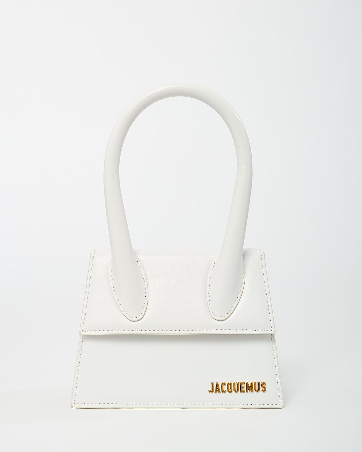 Jacquemus White Leather Le Chiquito Moyen Crossbody Bag with Strap