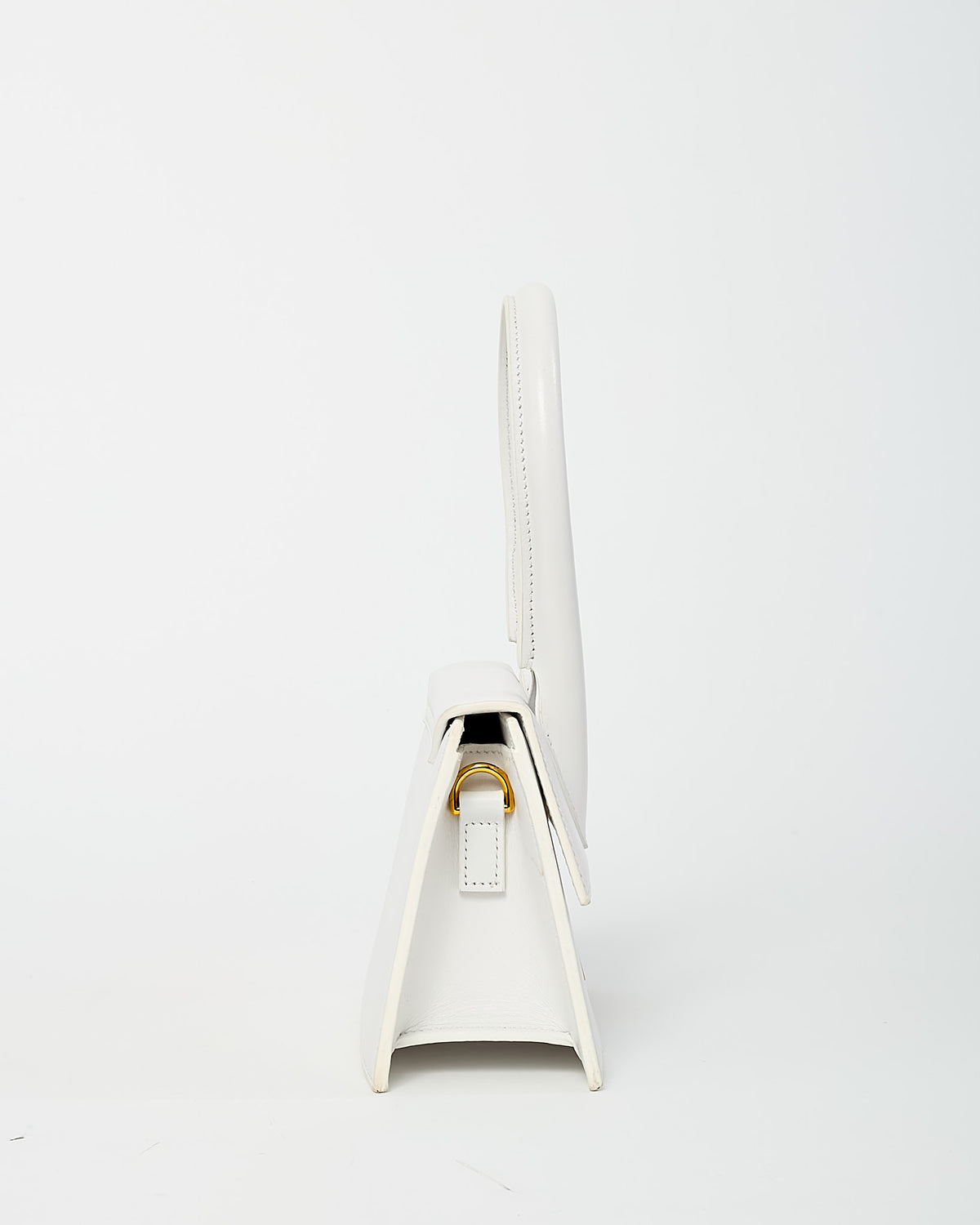 Jacquemus White Leather Le Chiquito Moyen Crossbody Bag with Strap
