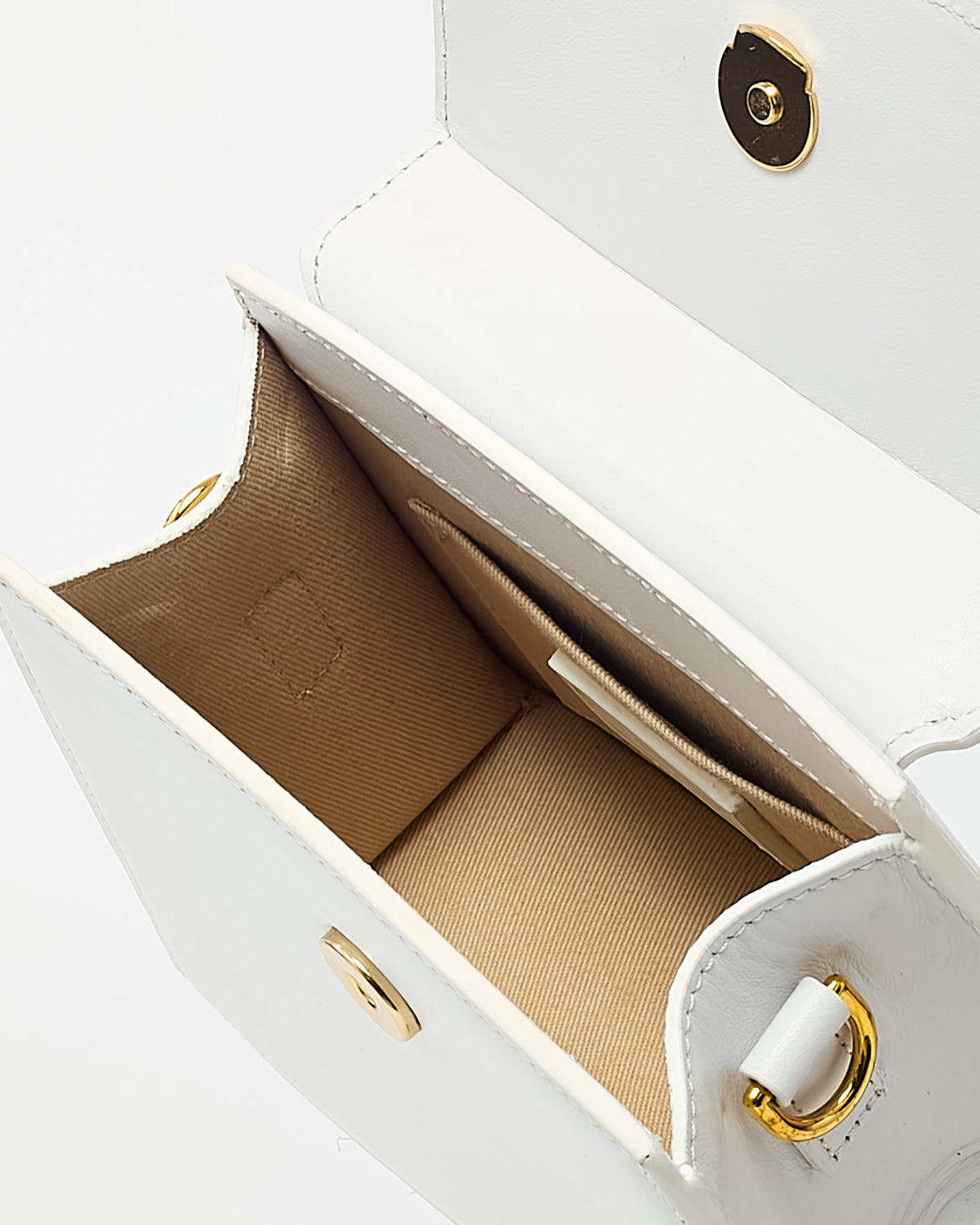 Jacquemus White Leather Le Chiquito Moyen Crossbody Bag with Strap