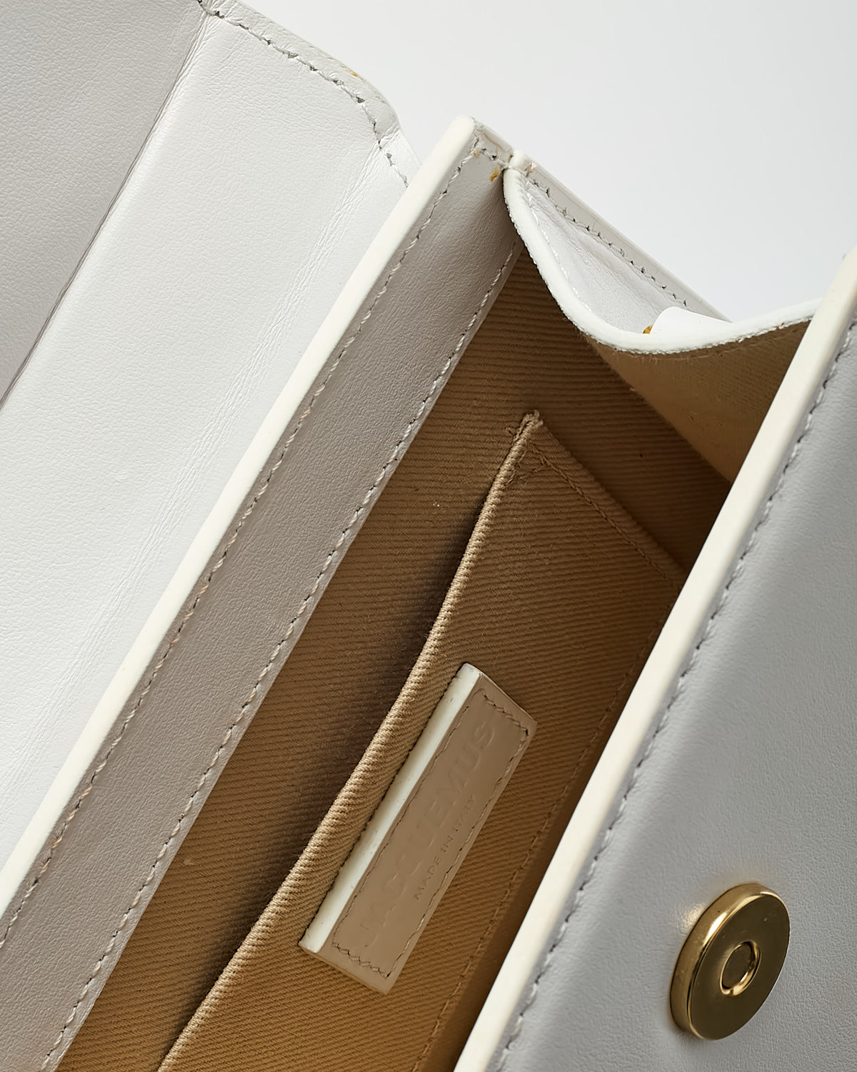 Jacquemus White Leather Le Chiquito Moyen Crossbody Bag with Strap