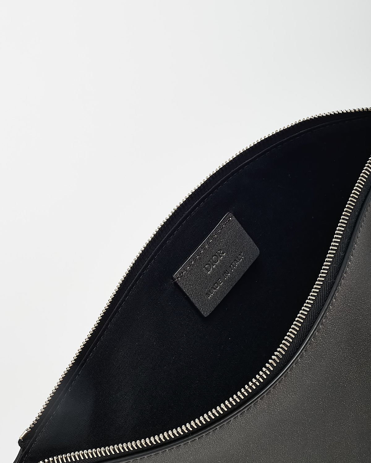 Dior Dark Grey Calfskin Leather 1947 Lily of The Valley Zip Pouch
