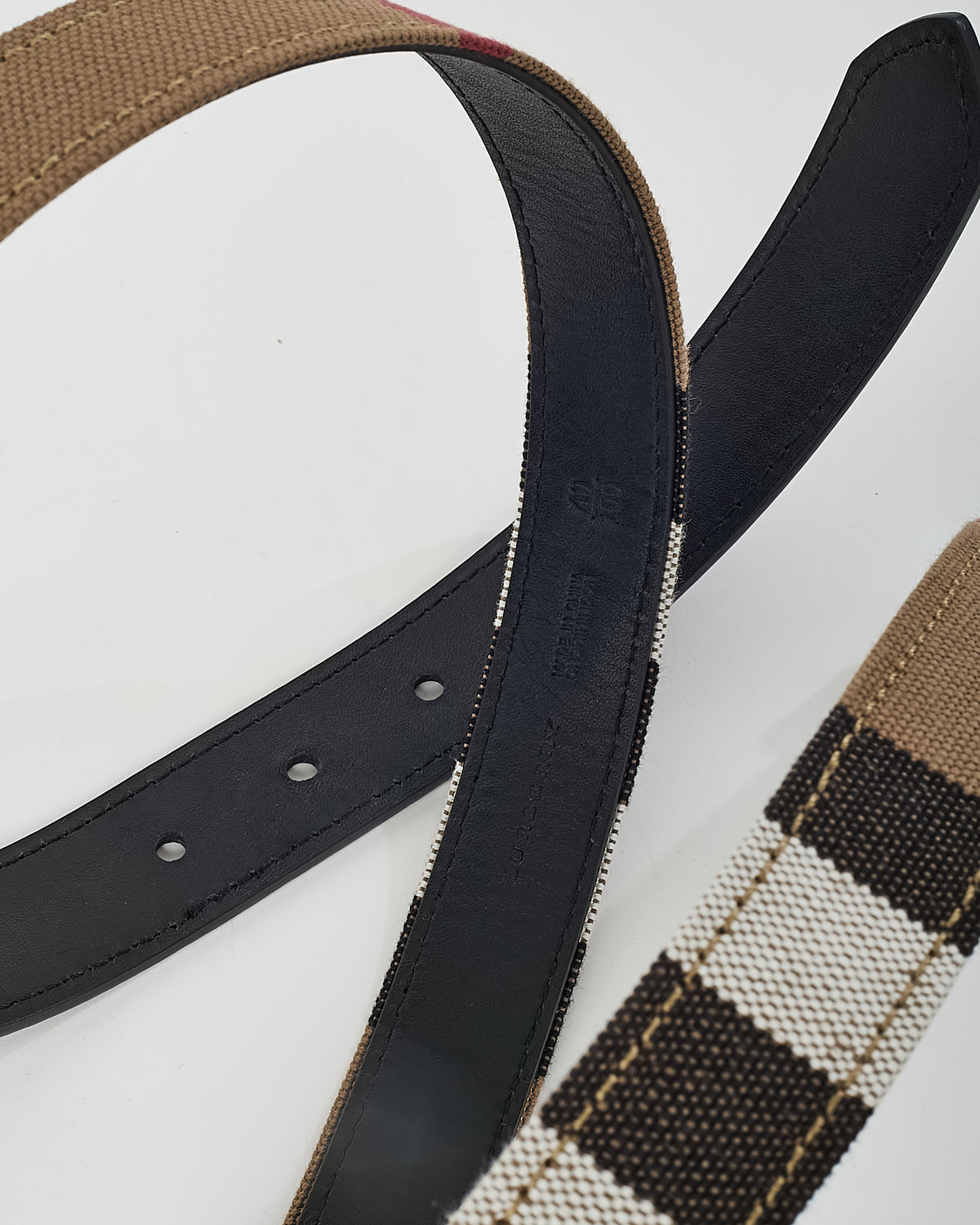 Burberry Beige House Check Canvas Belt -  40/100
