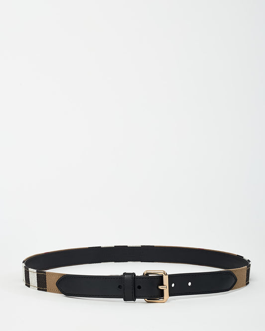 Burberry Beige House Check Canvas Belt -  40/100
