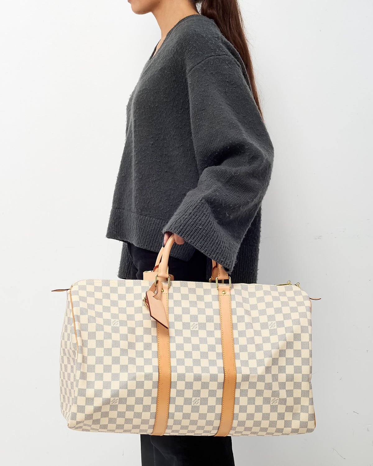 Louis Vuitton Damier Azur Coated Canvas Keepall 50 Bag