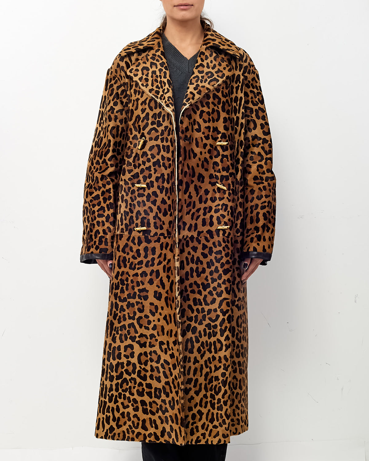 Mario Valentino for Holt Renfrew Vintage Leopard Pony Hair Fur Coat - L