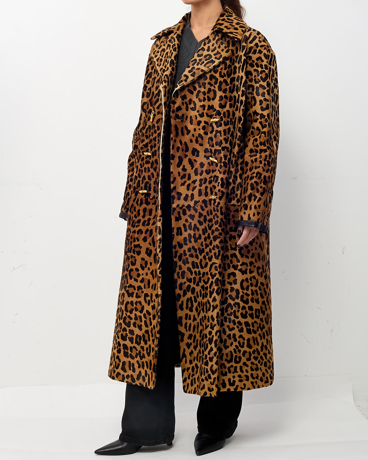 Mario Valentino for Holt Renfrew Vintage Leopard Pony Hair Fur Coat - L