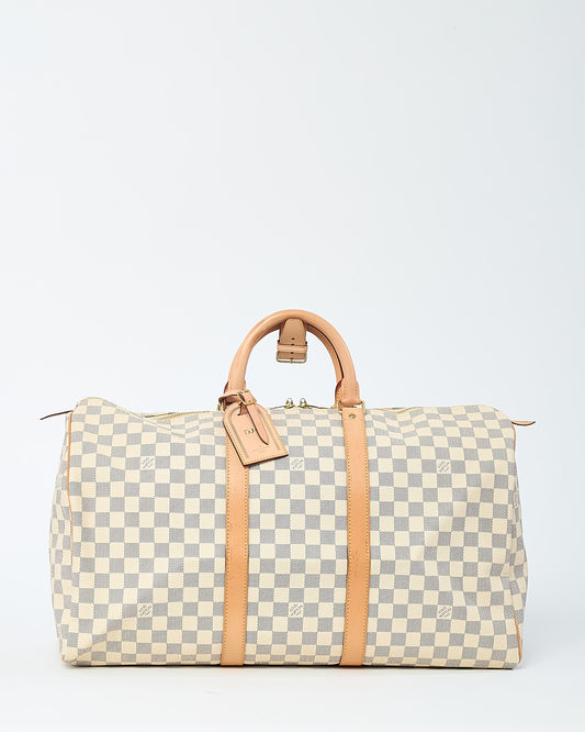 Louis Vuitton Damier Azur Coated Canvas Keepall 50 Bag