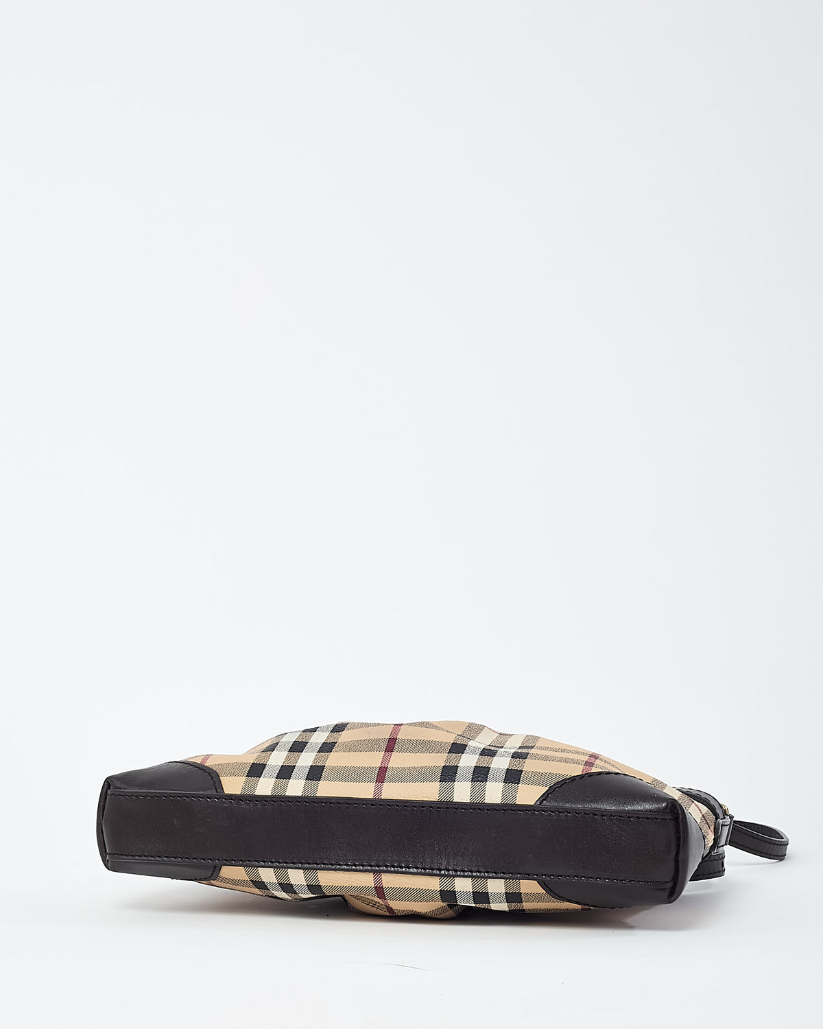 Burberry Brown Leather and Beige Haymarket Check Coated Canvas Smithfield Crossbody Bag
