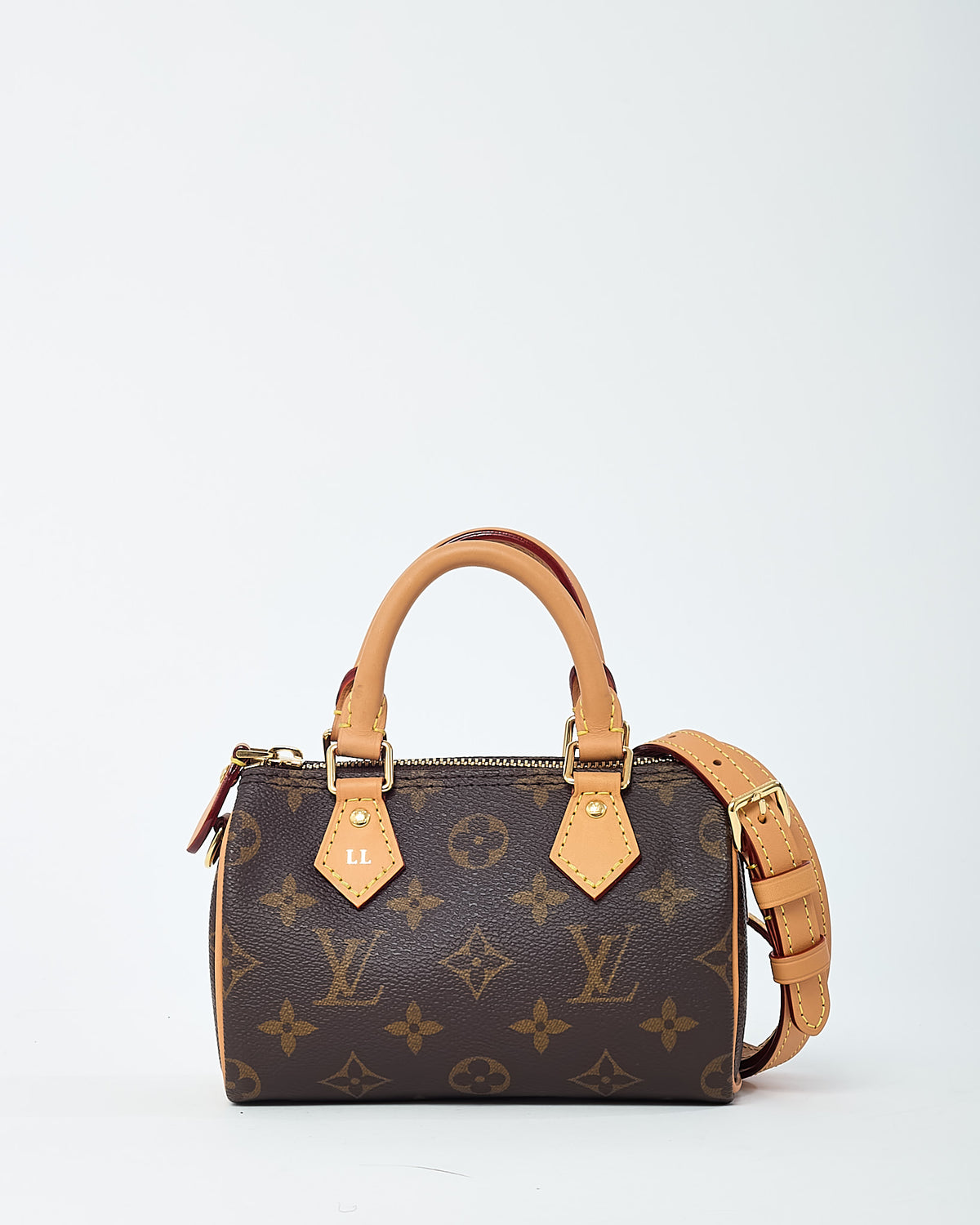 Louis Vuitton Monogram Canvas Speedy Nano Speedy Bandoulière with Initials
