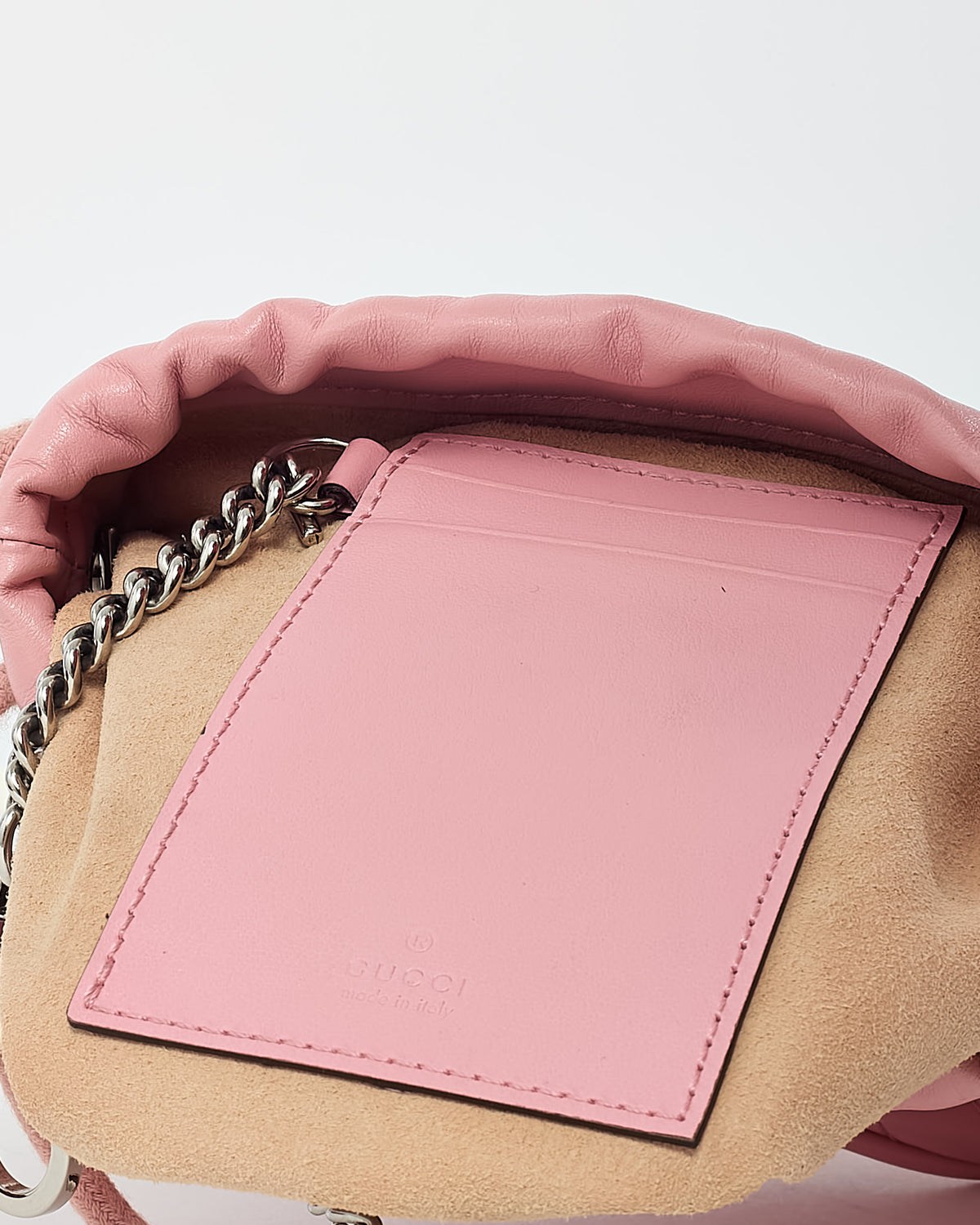 Gucci Pink Matelassé Leather Mini GG Marmont 2.0 Bucket Bag GHW