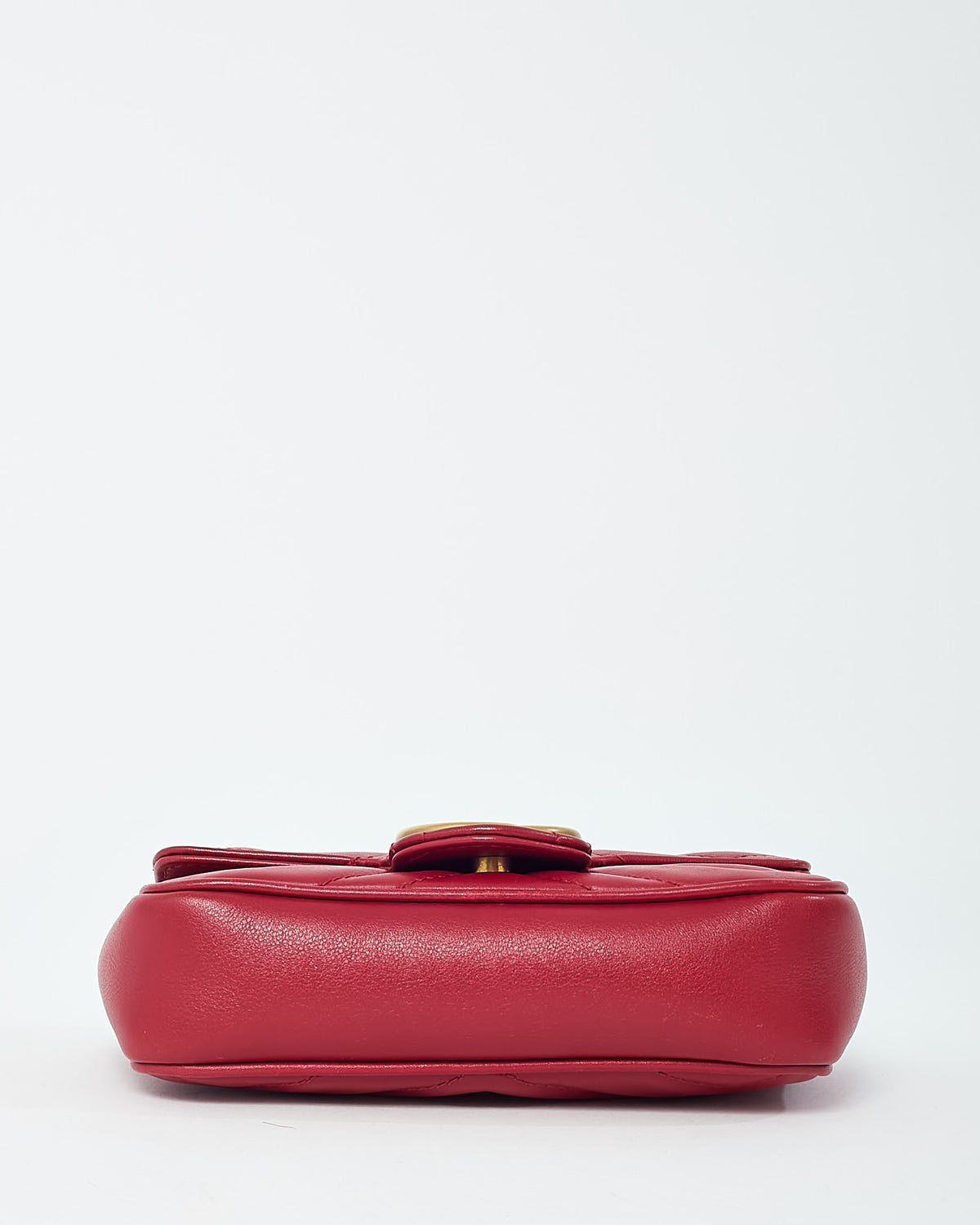 Gucci Red Matelassé Chevron Leather GG Marmont Super Mini Shoulder Bag