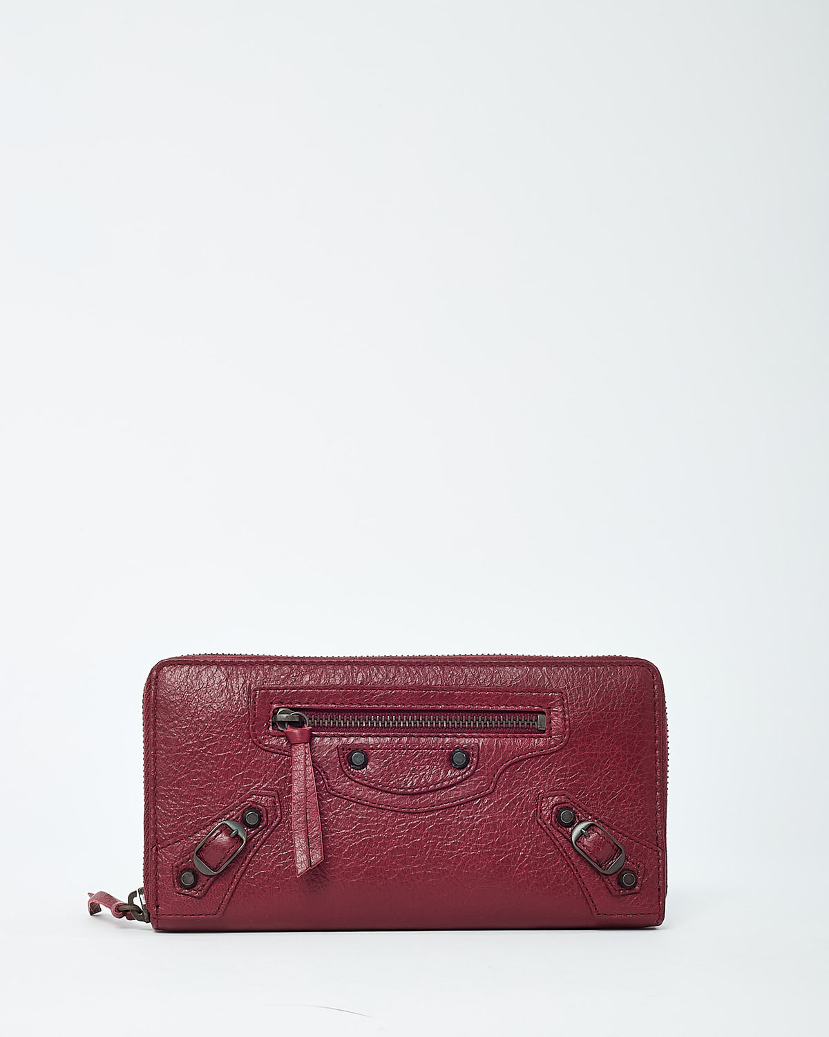 Balenciaga Burgundy (Brick) Arena Leather Classic Continental Zip Around Wallet