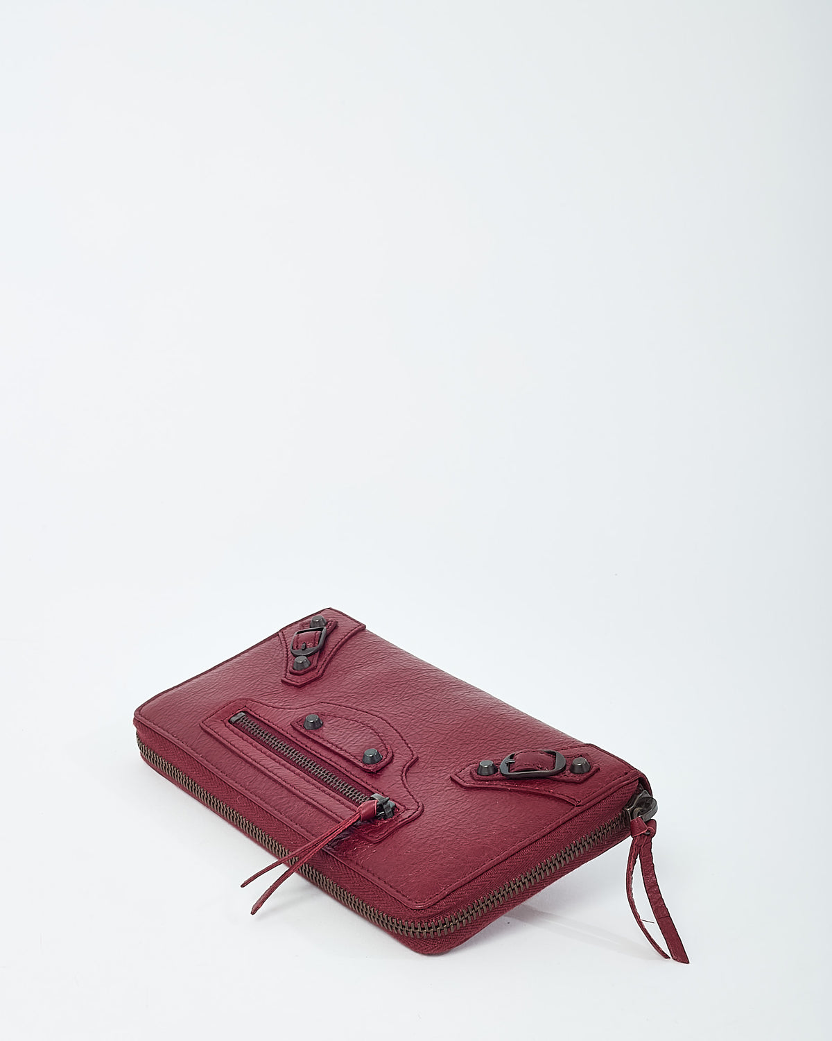Balenciaga Burgundy (Brick) Arena Leather Classic Continental Zip Around Wallet