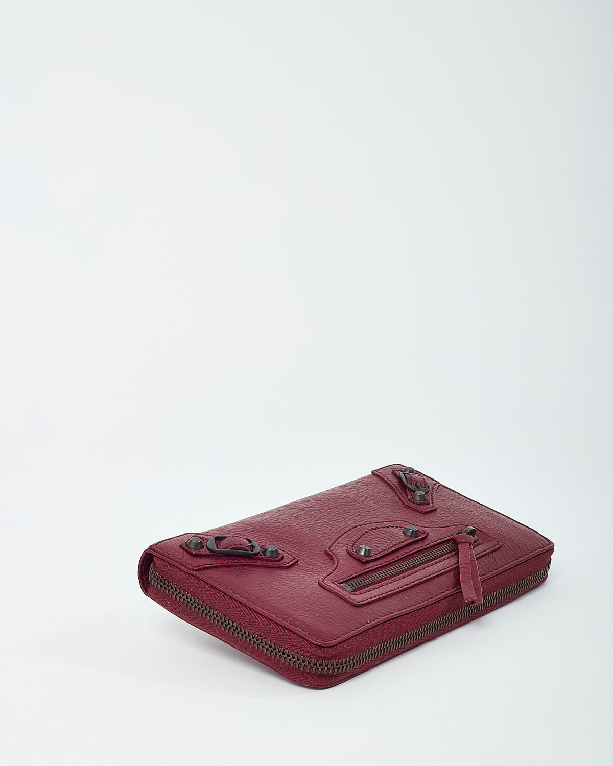 Balenciaga Burgundy (Brick) Arena Leather Classic Continental Zip Around Wallet