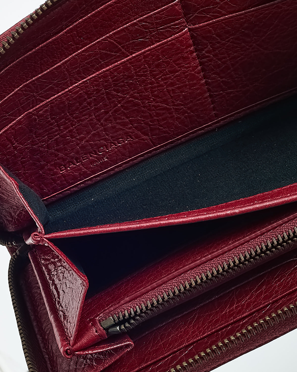 Balenciaga Burgundy (Brick) Arena Leather Classic Continental Zip Around Wallet