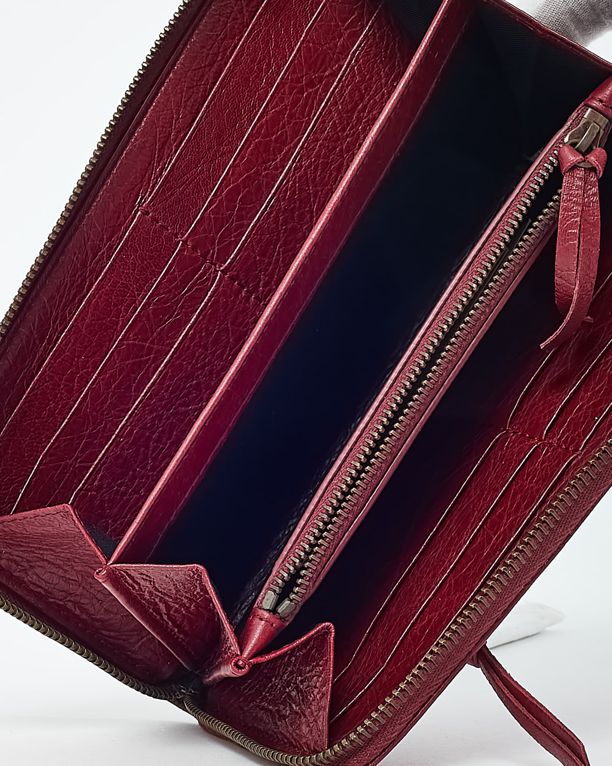 Balenciaga Burgundy (Brick) Arena Leather Classic Continental Zip Around Wallet