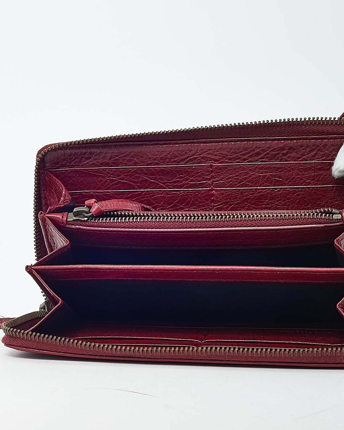 Balenciaga Burgundy (Brick) Arena Leather Classic Continental Zip Around Wallet