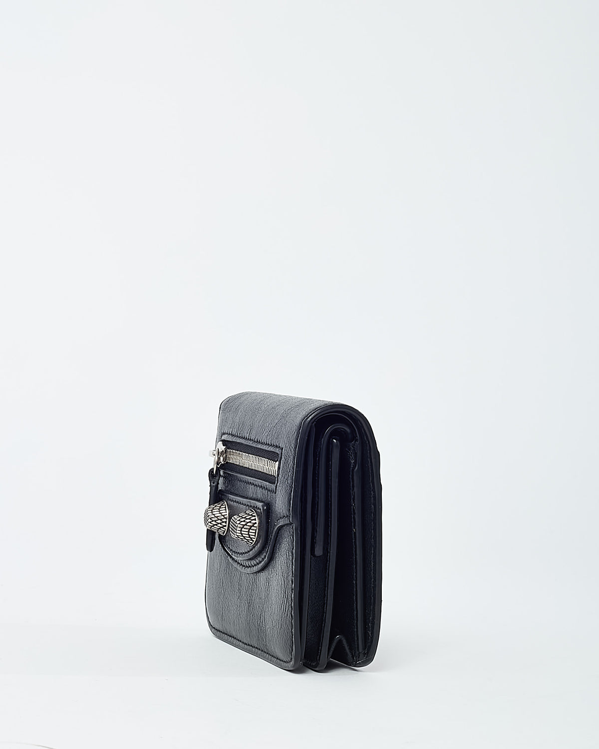 Balenciaga Black Agneau Arena Le Cagole Mini Coin Purse Wallet