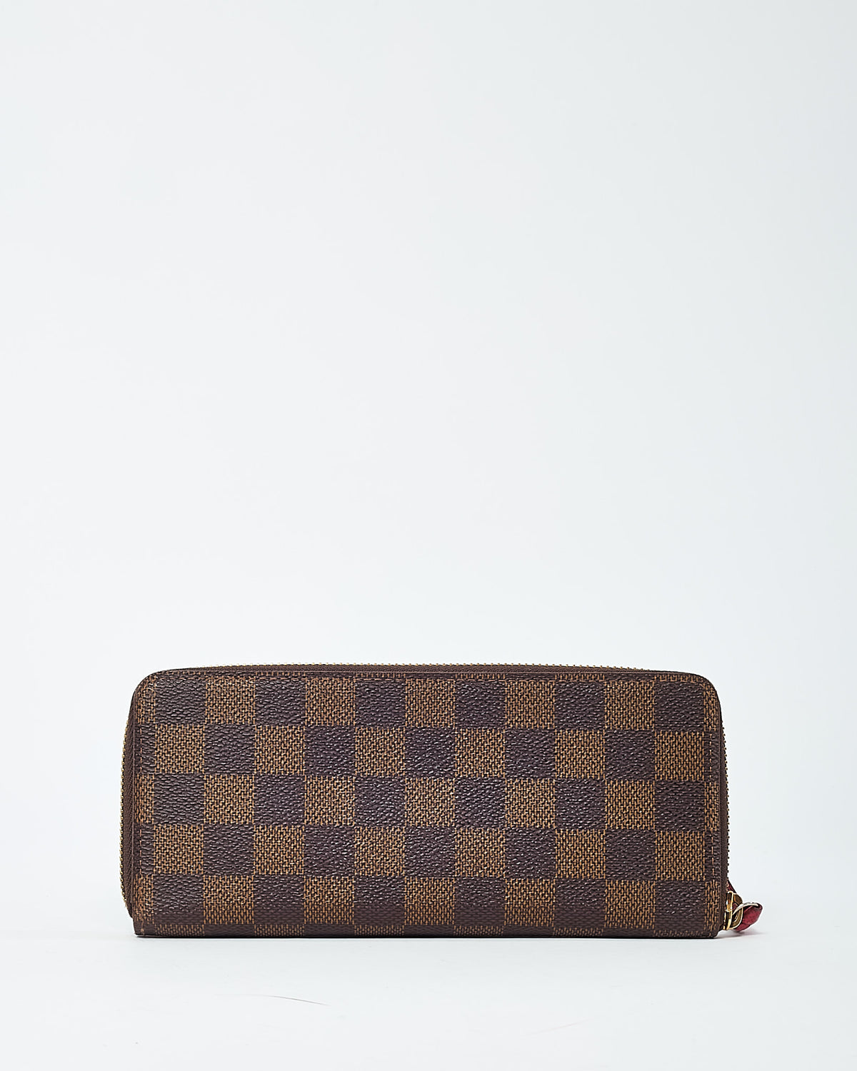 Louis Vuitton Damier Ebene Coated Canvas Red Interior Clemence Wallet