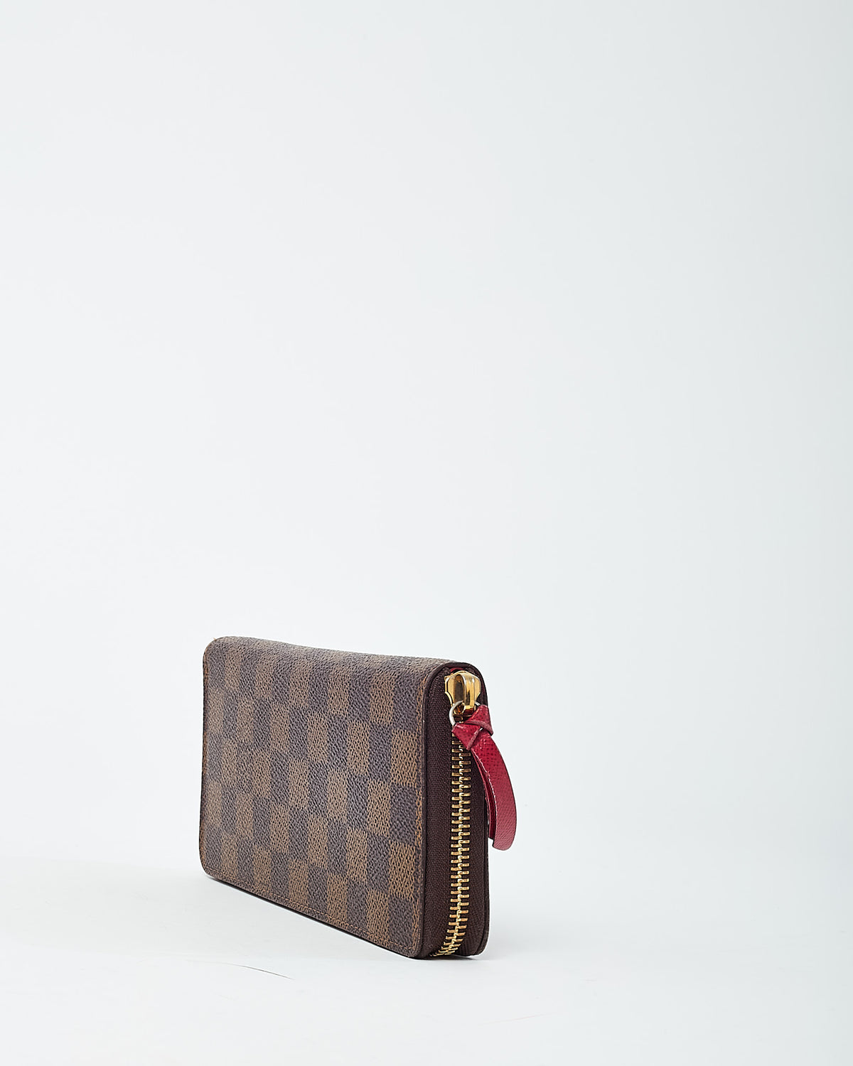 Louis Vuitton Damier Ebene Coated Canvas Red Interior Clemence Wallet